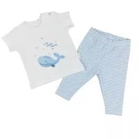 Комплект для мальчика AndyWawa серия Cute whale футболка и штаны белый