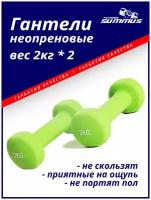 Гантели для фитнеса неопреновые Summus 2 шт. по 2 кг женские, мужские для дома и зала, для детей, зеленый, арт. 500-102