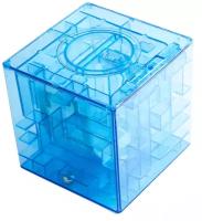 Копилка-головоломка Лабиринт синяя Эврика, 9.3 см, копилка для денег, монет и купюр