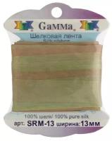 Лента Gamma шелковая SRM-13 13 мм 9.1 м ±0.5 м M108 зеленый/св.коричневый
