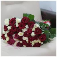 51 роза красная и белая роза 40 см
