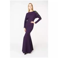 Вечернее платье в пол с кружевными вставками на рукавах 2619 Фиолетовый 44