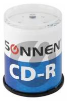 SONNEN Диски CD-R SONNEN 700Mb 52x Cake Box (упаковка на шпиле) комплект 100шт, 513533