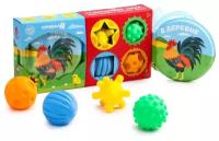 Развивающий набор "В деревне": книжка-игрушка, тактильные мячики 4 шт. 6579823