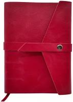 Красный кожаный ежедневник Shiva Leater с отделкой Pull-Up, с застежкой на кнопку и декоративной горизонтальной полоской