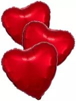 Набор воздушных шаров Anagram сердца Металлик, Красный, 46 см, 3 шт