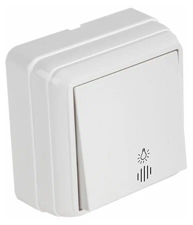 Выключатель кнопочный (с подсветкой, открытый) белая, BRON, MUTLUSAN (кнопка дверного звонка 10 A, 250 V, IP 20) (2160 317 0201)