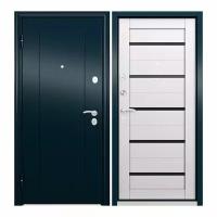 Дверь входная Torex для квартиры металлическая Flat-S 860х2050 левый, тепло-шумоизоляция антикоррозийная защита, замки 4-го и 2-го класса, синий/белый