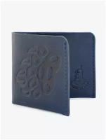 Бумажник кожаный компактный синего цвета Великоросс
