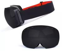 Горнолыжные очки для зимнего вида спорта Анти-туман, со сменными линзами (Lenses Color: C5) и УФ-защитой (UV400) / корпус: Чёрный