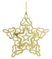 Новогоднее подвесное украшение Звездная снежинка в золоте из полипропилена / 11x11x0,2см арт.81963