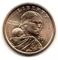 (2001d) Монета США 2001 год 1 доллар "Орёл" Сакагавея Латунь UNC