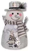 Фигурка B&H Снеговик в шапочке и шарфике, 28 см, серебристый