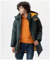 Пальто зимнее с капюшоном зеленое Button Blue, размер 146, модель 222BBBJC45024800