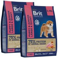 BRIT PREMIUM DOG PUPPY & JUNIOR LARGE & GIANT для щенков и молодых собак крупных и гигантских пород с курицей (3 + 3 кг)