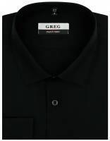 Рубашка мужская длинный рукав GREG 340/237/2990/ZN STRETCH, Прилегающий силуэт / Super Slim fit, цвет Черный, рост 174-184, размер ворота 41