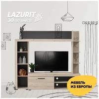 Lazurit Стенка для гостиной Руби Серый дуб / чёрный