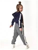 Спортивный костюм для девочки Mini Maxi, модель 7064, цвет серый/синий/черно-серый, размер 98