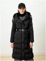 Пальто Pompa зимнее, силуэт трапеция, удлиненное, размер 48/170, черный