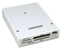 Панель картридер Microsonic CR09W + USB 2.0 Af для корпуса ПК в 3.5 отсек - светло-серый