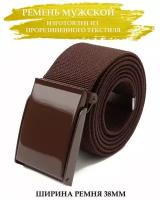 Ремень мужской, AngryPants, коричневый, размер от 115 до 150, эластичный, текстильный с металлической пряжкой, ширина 38 мм