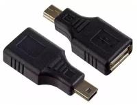 Адаптер переходник GSMIN RT-05 mini USB (M) - USB 2.0 (F) (Черный)