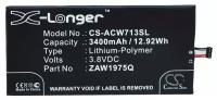 Аккумуляторная батарея CameronSino CS-ACW713SL для планшета Acer Iconia Tab A1-713 (ZAW1975Q) 3400mah