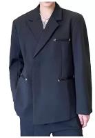 Стильный двубортный мужской пиджак, ILOS, черный, размер S
