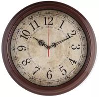 Часы настенные аналоговые Бюрократ WallC- R77P, диаметр 35 см, коричневый