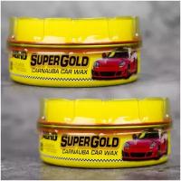 Воск для автомобиля кузова ABRO SUPER GOLD / Made in Brazil / Паста тефлон с карнаубой 230 г. Автовоск тефлоновый - Комплект 2 шт. PW-400(2)