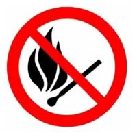 Наклейка знак пожарной безопасности «Запрещается пользоваться открытым огнем и курить» d - 180 мм REXANT {56-0056-1}