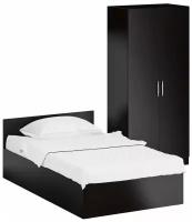Кровать односпальная 1200 со шкафом для одежды 2-х створчатым Стандарт, цвет венге, спальное место 1200х2000 мм, без матраса, основание есть