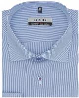 Рубашка мужская длинный рукав GREG 211/131/053/Z_x, Полуприталенный силуэт / Regular fit, цвет Голубой, рост 174-184, размер ворота 41