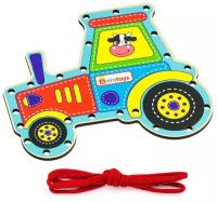 Развивающая игрушка Шнуровка "Синий трактор"