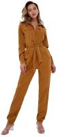 Комбинезон женский облегающий с длинным рукавом, повседневный демисезонный, летний комбинезон Bona Fide: Safari Jumpsuit "Caramel Velvet"