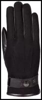 Перчатки мужские ELEGANZZA, натуральная кожа, черный/синий, размер 9