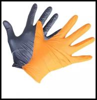 Перчатки нитриловые RoxelPro NITRILE GLOVES ROXTOP черные/оранжевые 100шт (50 пар). Размер L