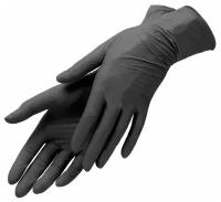 Перчатки нитриловые, 100% нитрил, смотровые черные M размер