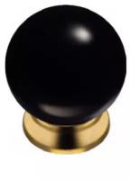 Ручка мебельная с черным шаром современная классика, глянцевое золото