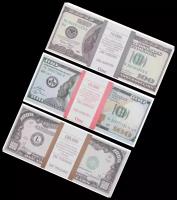 Набор сувенирные деньги, купюры фальшивые Американские доллары (100 новых, 100 старых, 1000 долларов)