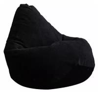 Кресло-мешок Груша XXXL-Комфорт, чёрный велюр (Puffdom пуф, кресло, бескаркасная мягкая мебель)