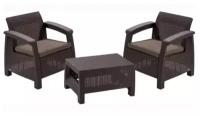 Комплект садовой мебели Keter Corfu Weekend (стол, 2 кресла), коричневый