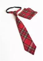 Детский галстук регат, школьный галстук в клетку, галстук для школы, галстук узкий, галстук в красную клетку