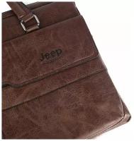 Деловой мужской портфель на ремне сумка-мессенджер, коричневый Jeep Buluo