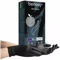 BENOVY Перчатки нитриловые смотровые комплект 50 пар (100 шт, размер XL (очень большой), черные, BENOVY Nitrile MultiColor