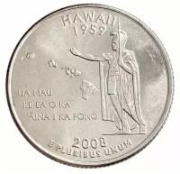 Памятная монета 25 центов (квотер, 1/4 доллара). Штаты и территории. Гавайи. США, 2008 г. в. Монета в состоянии UNC (без обращения)