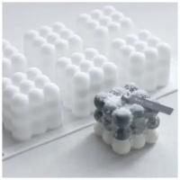 Силиконовая 3D форма из мягкого пищевого силикона в форме куба, пузырей бабл (Bubbles) на 6 ячеек Молд Арт