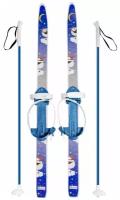 Лыжи детские Цикл "Быстрики" Пингвины, 90/90 см, универсальное крепление, с палками (МПЛ 116.00)