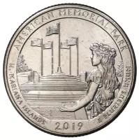 (047p) Монета США 2019 год 25 центов "Американский мемориальный парк" Медь-Никель UNC