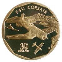 (1991) Монета Маршалловы Острова 1991 год 10 долларов "F4U Корсар" Латунь UNC